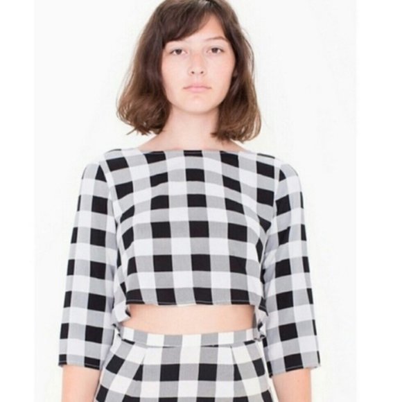 American Apparel Ryan Chellis Maddie Buffalo Check Crop Top - Picture 1 of 4